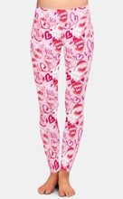 Charger l&#39;image dans la galerie, Ladies Valentines Day Style Lips &amp; Hearts Printed Leggings