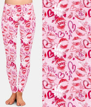 Cargar imagen en el visor de la galería, Ladies Valentines Day Style Lips &amp; Hearts Printed Leggings