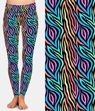 Laden Sie das Bild in den Galerie-Viewer, Ladies Colourful Abstract Zebra Patterned Leggings