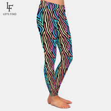 Cargar imagen en el visor de la galería, Ladies Colourful Abstract Zebra Patterned Leggings