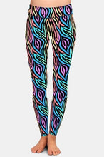 Laden Sie das Bild in den Galerie-Viewer, Ladies Colourful Abstract Zebra Patterned Leggings