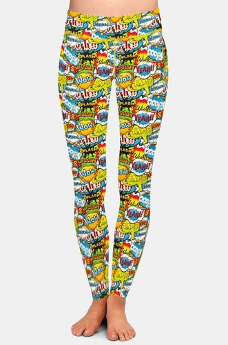 Ladies 3D Multicoloured Comic Digital Printed Leggings