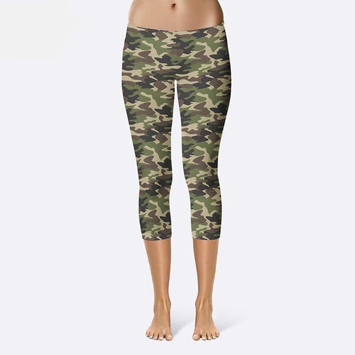 Ladies 3D Camo Printed Capri Leggings