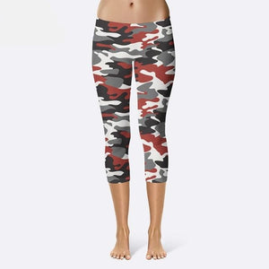 Ladies 3D Camo Printed Capri Leggings