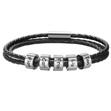 Carica l&#39;immagine nel visualizzatore di Gallery, Unisex Customized Name Bracelets - Stainless Steel Beads - Genuine Leather