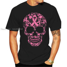 Carica l&#39;immagine nel visualizzatore di Gallery, Tattoo Skull Breast Cancer Awareness Printed T-Shirts