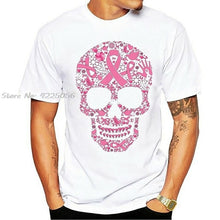Carica l&#39;immagine nel visualizzatore di Gallery, Tattoo Skull Breast Cancer Awareness Printed T-Shirts