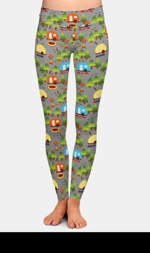 Womens Cute 3D Caravan/Camping Printed Leggings