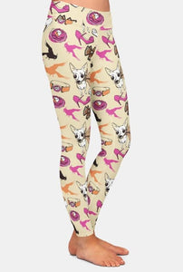 Ladies 3D Dogs and Fashion Items Printed Leggings