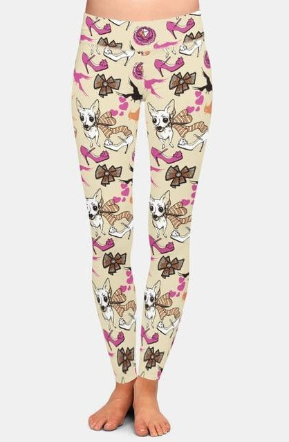 Ladies 3D Dogs and Fashion Items Printed Leggings