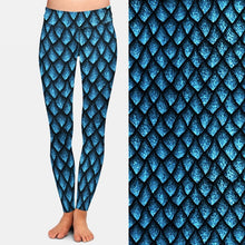 Load image into Gallery viewer, Ladies Fish Scales Patterned Brushed Leggings