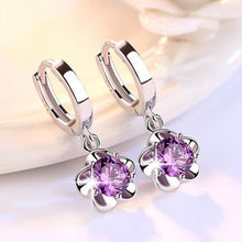 Cargar imagen en el visor de la galería, Stunning 925 Sterling Silver Earrings With Purple Or White Zircon Stones