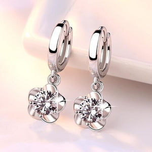 Stunning 925 Sterling Silver Earrings With Purple Or White Zircon Stones