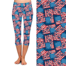 Charger l&#39;image dans la galerie, Ladies 3D American Flags &amp; Designs Printed Capri Leggings