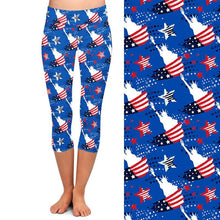 Charger l&#39;image dans la galerie, Ladies 3D American Flags &amp; Designs Printed Capri Leggings