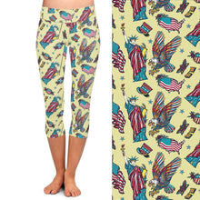 Charger l&#39;image dans la galerie, Ladies 3D American Flags &amp; Designs Printed Capri Leggings