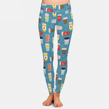 Laden Sie das Bild in den Galerie-Viewer, Ladies Fashion 3D Hand Drawn Various Coffee Cups Printed Leggings