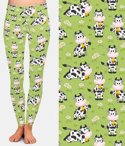 Ladies 3D Cute Cartoon Cows Printed Leggings