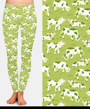 Laden Sie das Bild in den Galerie-Viewer, Ladies 3D Cute Cartoon Cows Printed Leggings