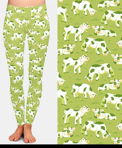 Ladies 3D Cute Cartoon Cows Printed Leggings