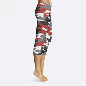 Ladies 3D Camo Printed Capri Leggings