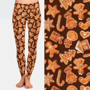 Ladies Christmas 3D Gingerbread Printed Leggings