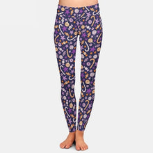 Load image into Gallery viewer, Ladies 3D Purple Candy Printed Milk Silk Leggings