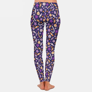 Ladies 3D Purple Candy Printed Milk Silk Leggings