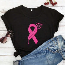 Charger l&#39;image dans la galerie, Womens Pink Ribbon Feather &amp; Birds Flying BCA T-Shirt