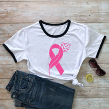 Load image into Gallery viewer, Womens Pink Ribbon Feather &amp; Birds Flying BCA T-Shirt