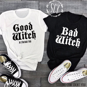 Ladies Bad Witch & Good Witch Printed T-Shirts