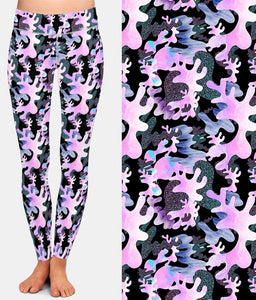 Ladies 3D Pink Camouflage Printed Leggings