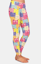 Laden Sie das Bild in den Galerie-Viewer, Ladies Cute Colourful Cats Patterned Leggings