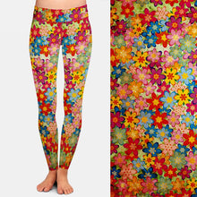 Laden Sie das Bild in den Galerie-Viewer, Ladies 3D Colourful Flowers Digital Printed Leggings