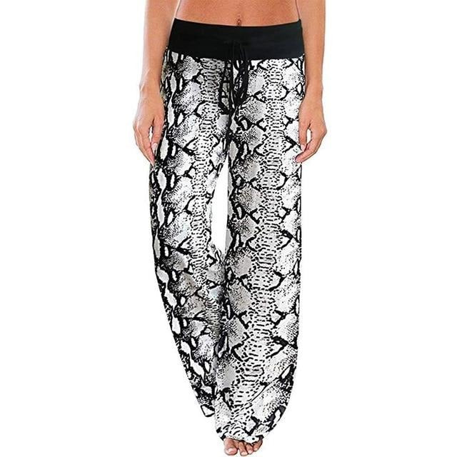 Womens Assorted Designs Loose Printed Drawstring Casual Wide Leg