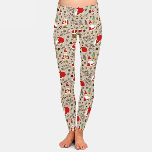 Ladies Beautiful Santa Seasons Greetings Printed Leggings