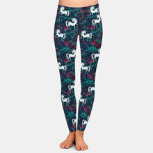 Laden Sie das Bild in den Galerie-Viewer, Ladies Unicorns &amp; Christmas Plants &amp; Berries Printed Leggings