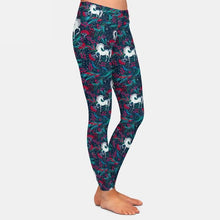 Laden Sie das Bild in den Galerie-Viewer, Ladies Unicorns &amp; Christmas Plants &amp; Berries Printed Leggings