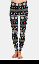 Cargar imagen en el visor de la galería, Womens Colourful Christmas Lights &amp; Snowflakes Printed Leggings