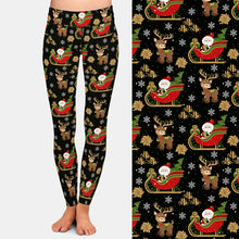 Load image into Gallery viewer, Ladies Fashion Christmas Santa, Sleighs &amp; Reindeers Printed Leggings