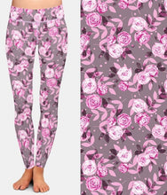 Carica l&#39;immagine nel visualizzatore di Gallery, Ladies Beautiful Pink Roses Printed Leggings