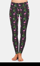 Load image into Gallery viewer, Ladies Gorgeous Christmas Flamingos With Presents, Trees &amp; Santa Hats Leggings