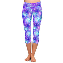 Charger l&#39;image dans la galerie, Ladies Blue/Purple Galaxy Printed Capri Leggings