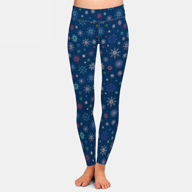 Ladies Winter Snowflakes Printed Leggings