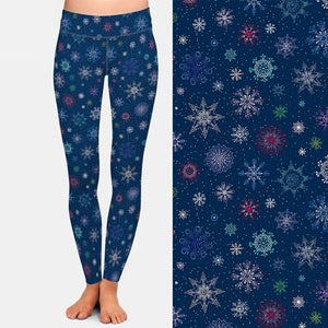 Ladies Winter Snowflakes Printed Leggings