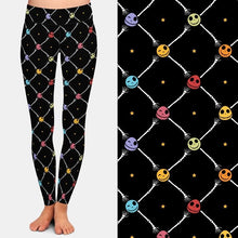 Cargar imagen en el visor de la galería, Ladies 3D Colourful Heads and Boney Hands Printed Leggings