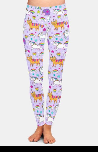 Ladies 3D Cute Unicorns, Hedgehogs & Cats Printed Leggings