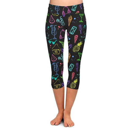 Ladies Summer Fun Style Printed Capri Leggings