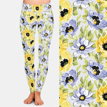 Carica l&#39;immagine nel visualizzatore di Gallery, Ladies Beautiful Watercoloured Flower Printed Leggings