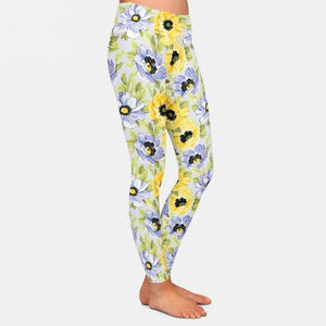 Ladies Beautiful Watercoloured Flower Printed Leggings